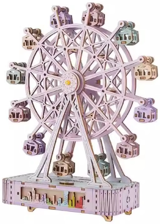 R-F3.2 TOY1153-002 Wooden 3D Puzzle - Sound - LED - Moving- Ferris Wheel