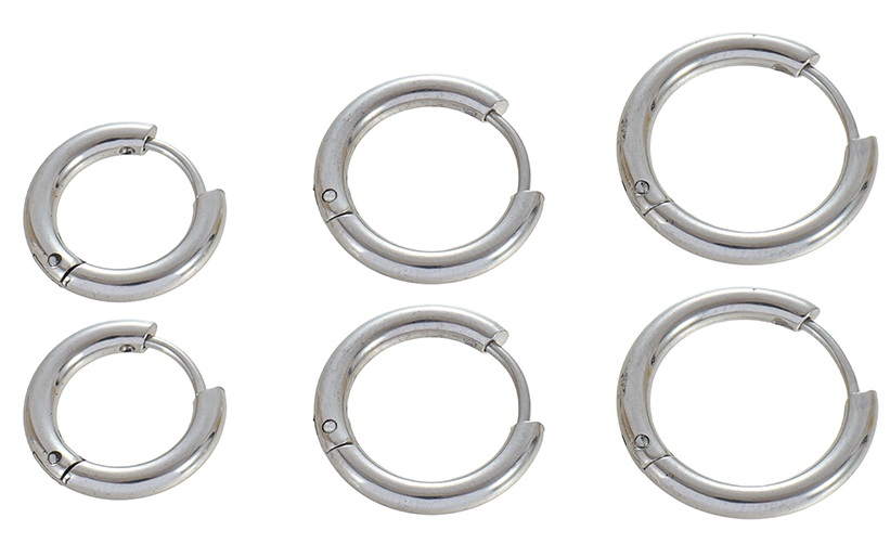 A-C4.3 E1131-120S S. Steel Earring Set 3 Pairs