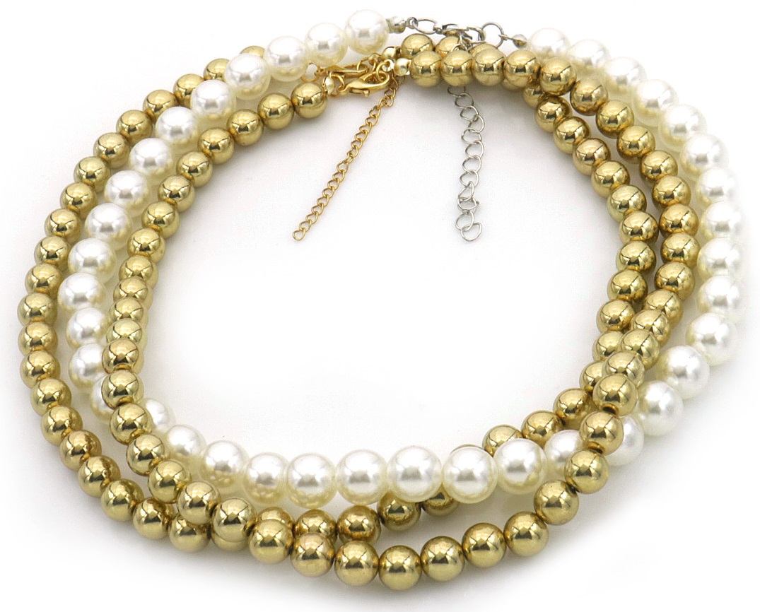 D-F25.1 N2458-020 Necklace Oversized Pearls Layered