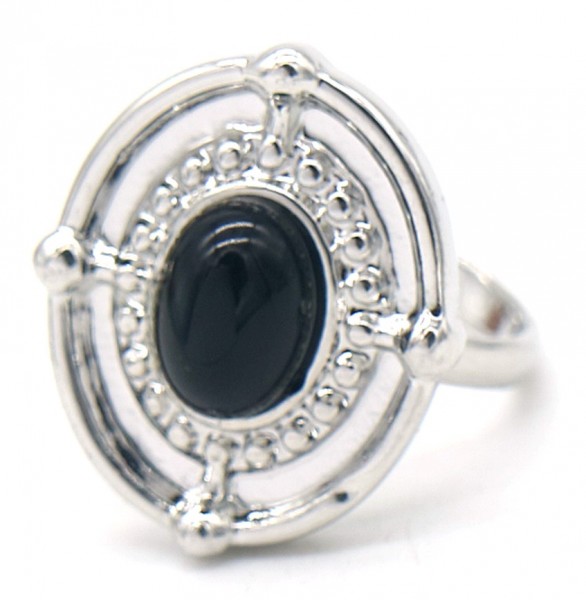 A-E4.3 R532-001S Adjustable Ring with Black Stone Silver A-E4.3 R532-001S Adjustable Ring with Black Stone Silver