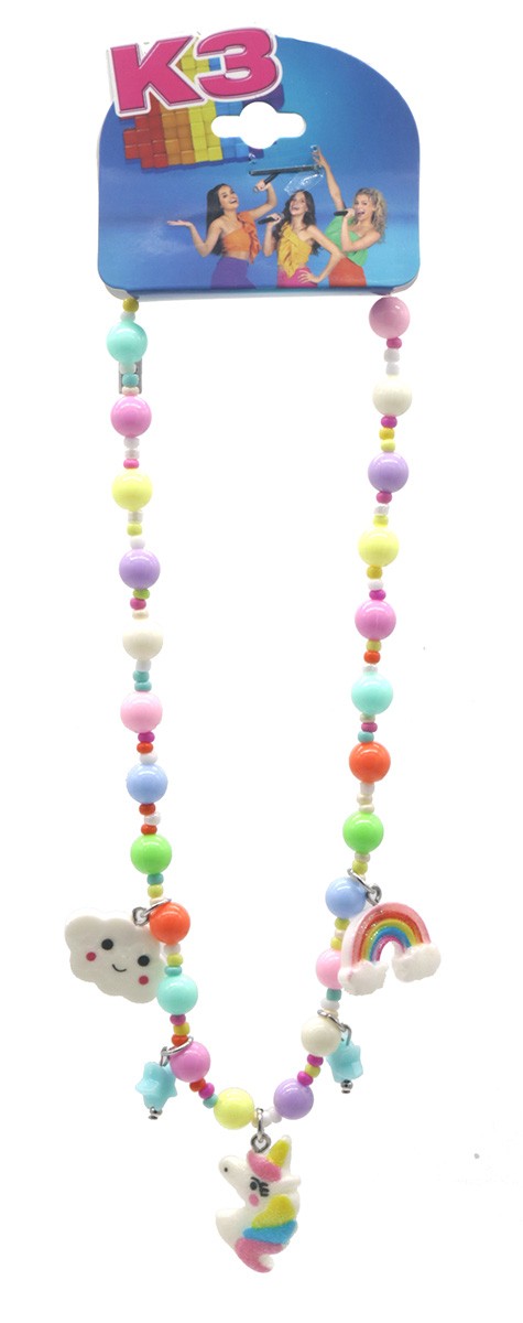 C-F14.1 K3-ZSN029 Bijoux Ketting Multi Color met 3 Bedels