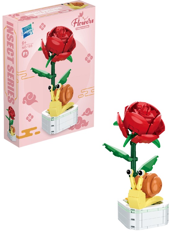 Z-F5.4 103F-1 Building Blocks Rose with Snail 178pcs