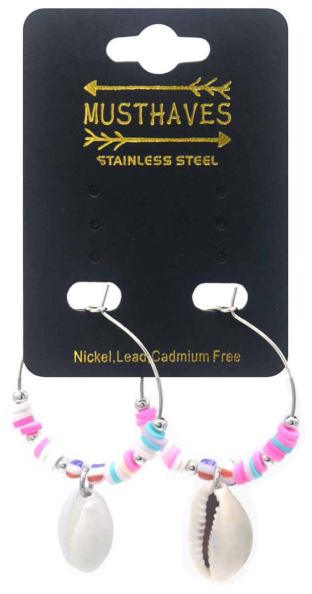 A-F16.1 E2431-037 S. Steel Earrings Shell 5x3cm