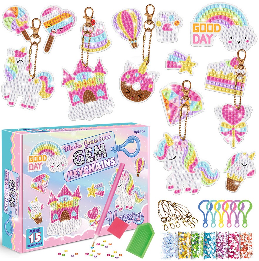 T-G4.2 KY2348-012 Diamond Painting Keychain Set 15pcs