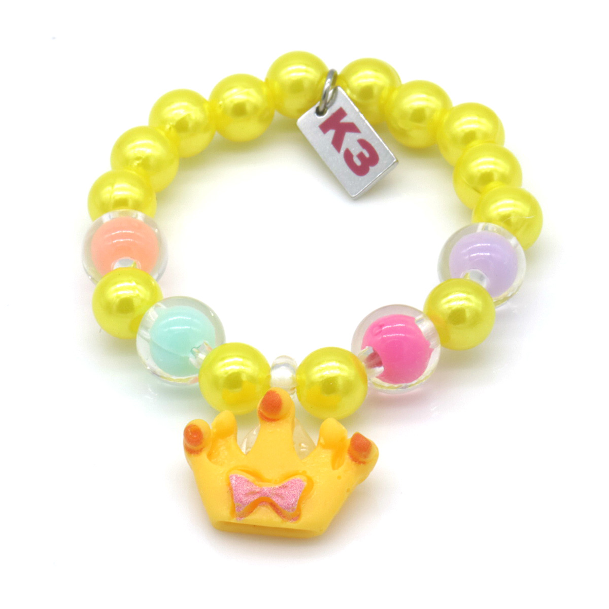 D-B14.2 K3-ZSB028 Bijoux Armband Geel met Kroon