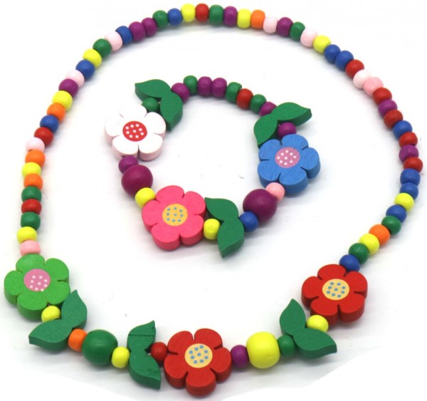 S-C3.1 NB622-005 Kids Jewelry Set Wood Flowers