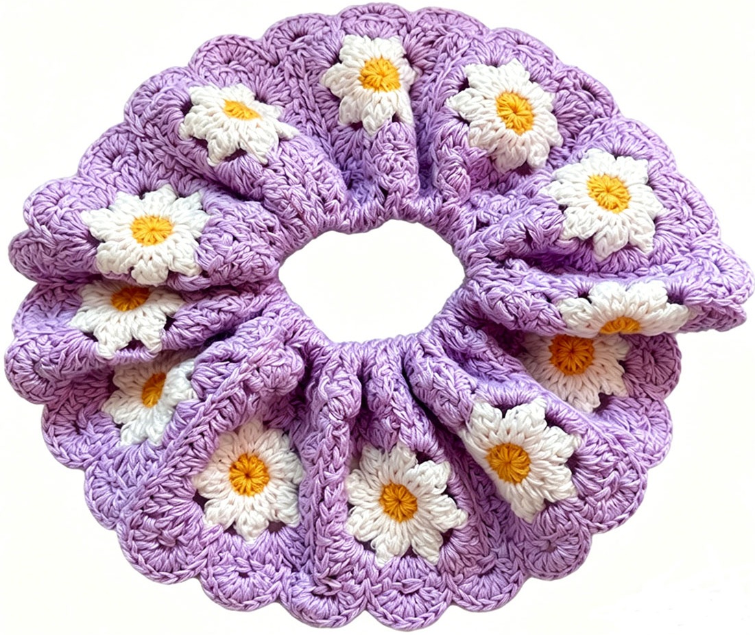 X-A1.2 H2622-010-9 XL Knitted Scrunchie 16cm - Purple