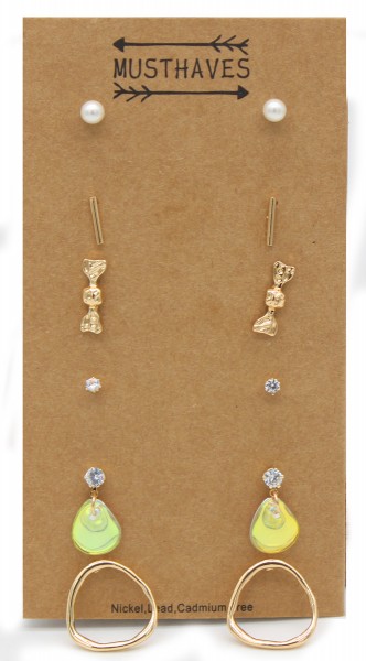 F-A15.2 E426-020 Earring Set 6 pairs Gold