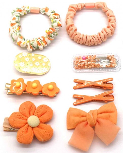 D-F12.1 H713-003 Kids Hair Fashion Set 9pcs Orange