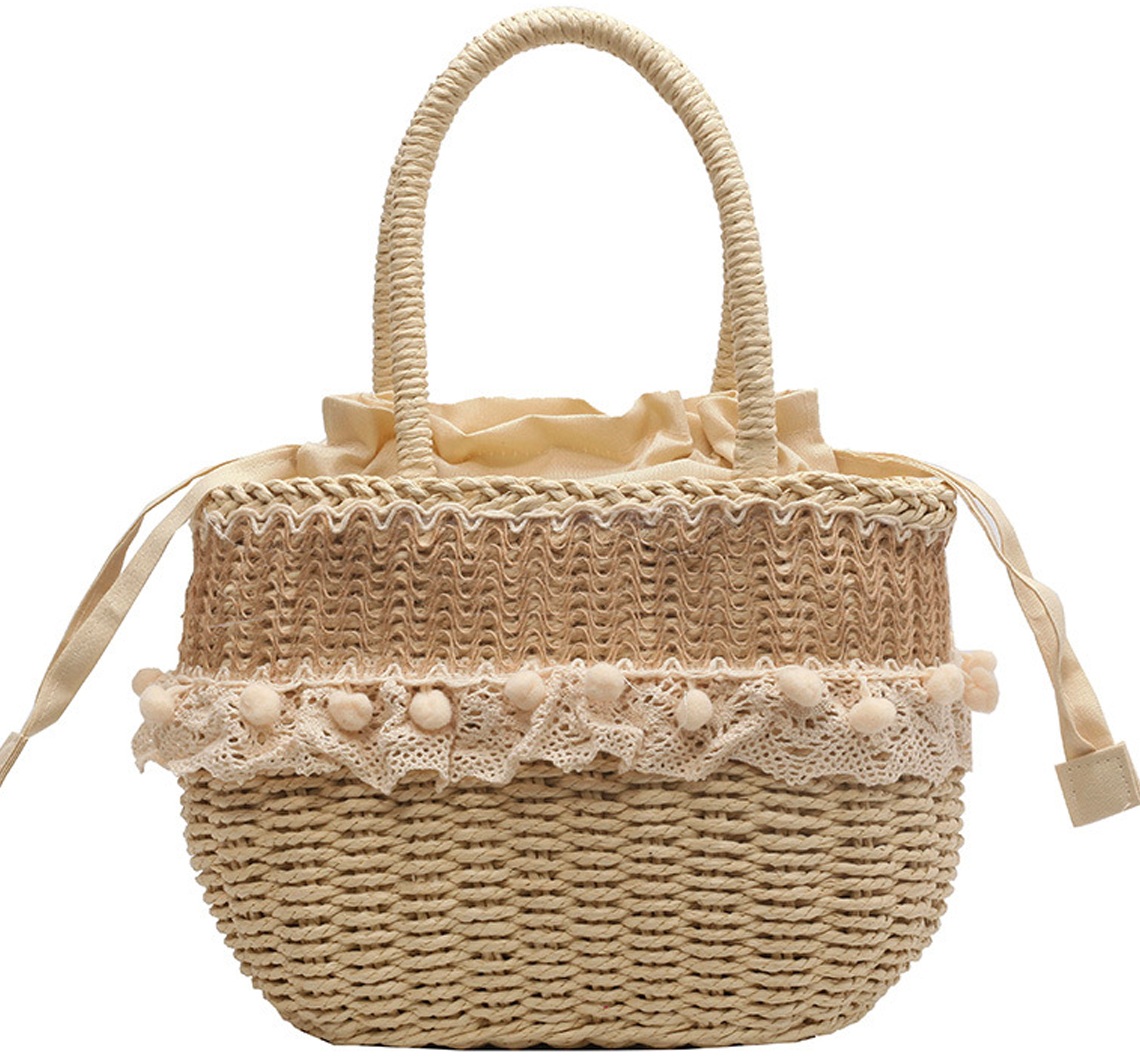 Z-C6.2 BAG2597-001-1 Woven Summer Bag 28x19x9cm Beige