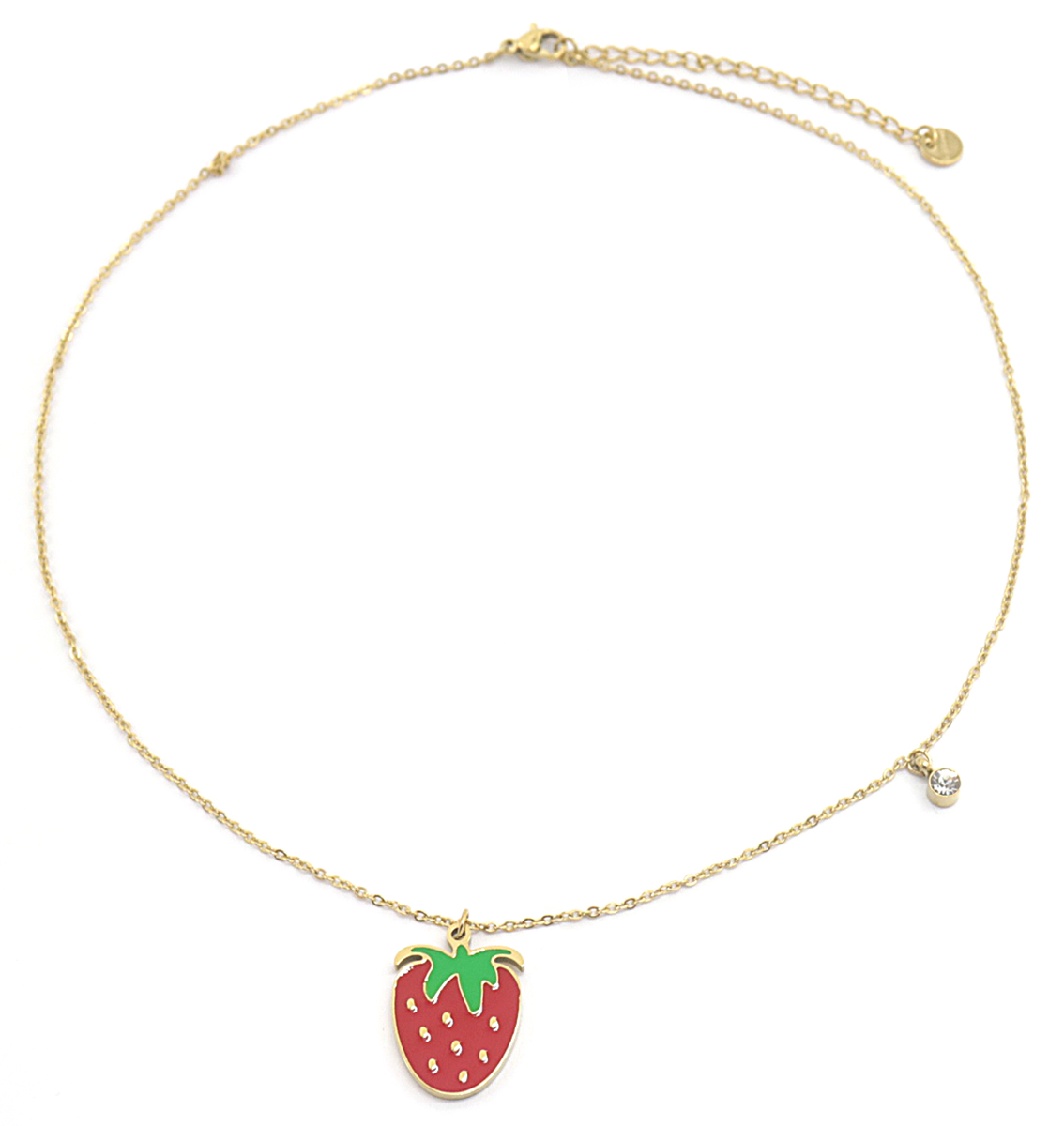 C-E22.2 N038-003G S. Steel Kids Necklace 20mm Strawberry 35-41cm C-E22.2 N038-003G S. Steel Kids Necklace 20mm Strawberry 35-41cm
