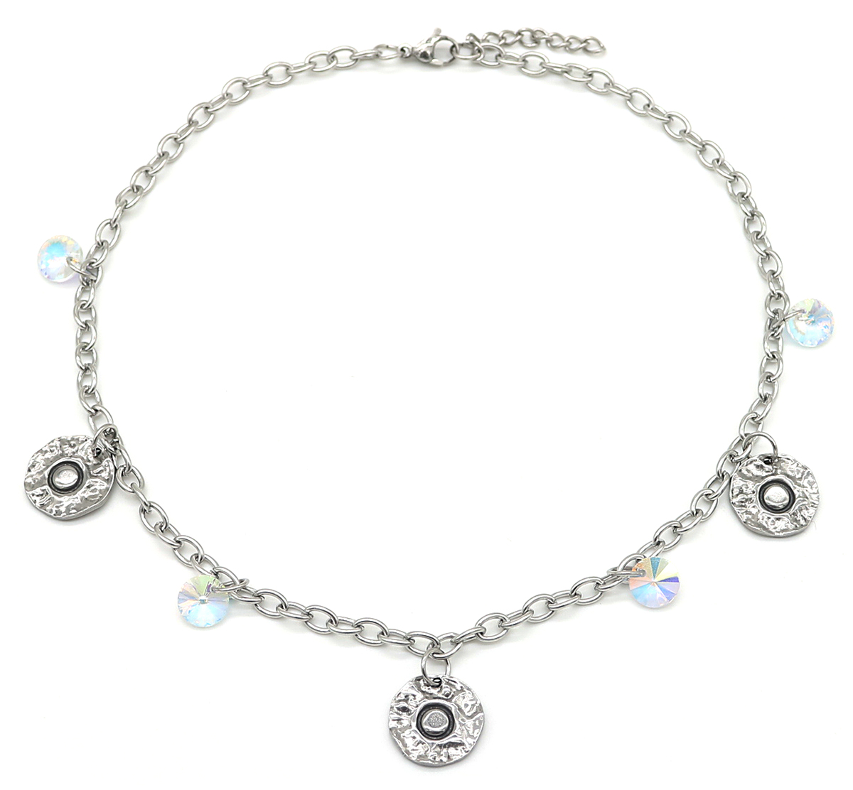 G-E7.5 N2053-002 S. Steel Necklace Coins 36-39cm For Kids