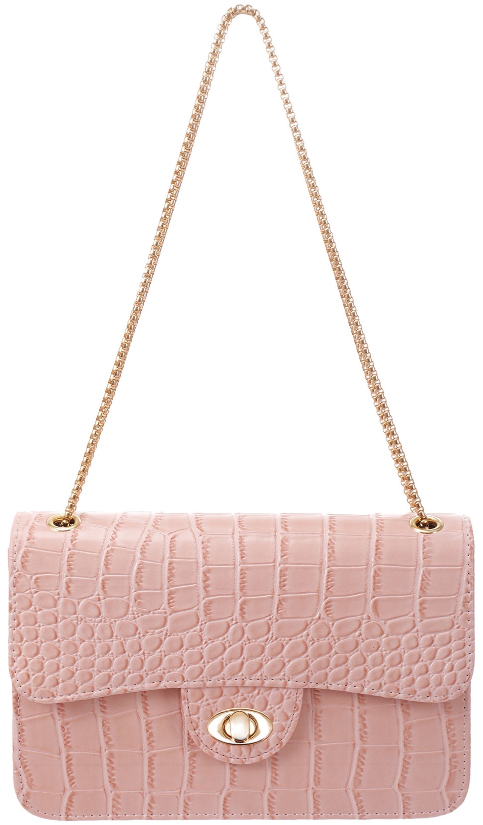 R-J7.2 BAG1117-005-3 PU Bag Faux Crocodile  27x17x7.5cm Pink