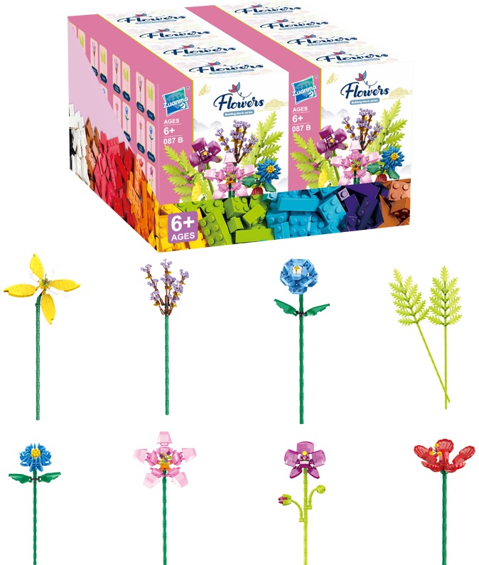 Z-D1.1 087B Building Blocks Flowers - 8pcs in Display