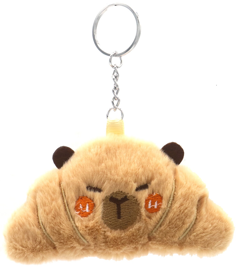 R-A7.2 KY2555-009 Keychain Plush Capybara Crossaint 11cm