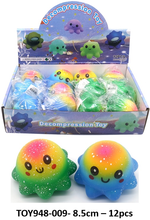 Q-O8.1 TOY948-009 Squishy Octopus 8.5cm - 12pcs